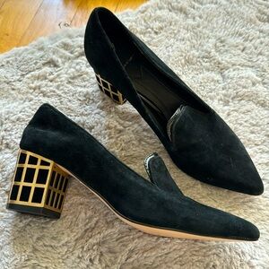 Brian Atwood Karina Black Suede Geometric Heel